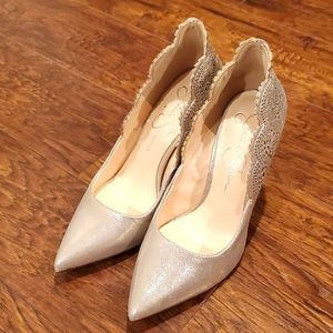Jessica Simpson Champagne Laser Cut Stilettos